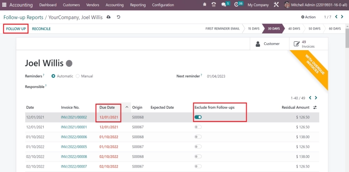 How to Set Up Automatic Payment Follow-Ups in Odoo 16 Accounting